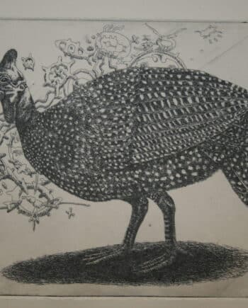 Helmeted Guineafowl: Not Quite Mission Impossible (Framed)